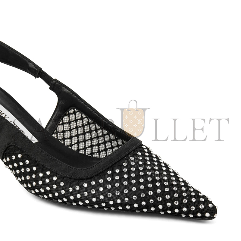 JIMMY CHOO AMEL 50 BLACK CRYSTAL MESH & SATIN PUMPS AMEL50QHS JIMMY CHOO AMEL 50 BLACK CRYSTAL MESH & SATIN PUMPS AMEL50QHS